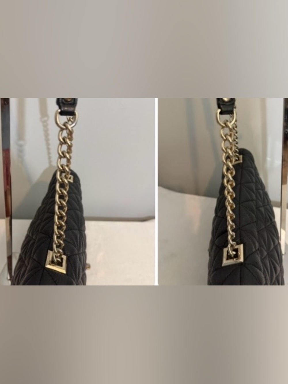 kate spade Delaney Black Quilted Leather Chain Shoulder Bag with Gold Hardware - Picture 11 of 16